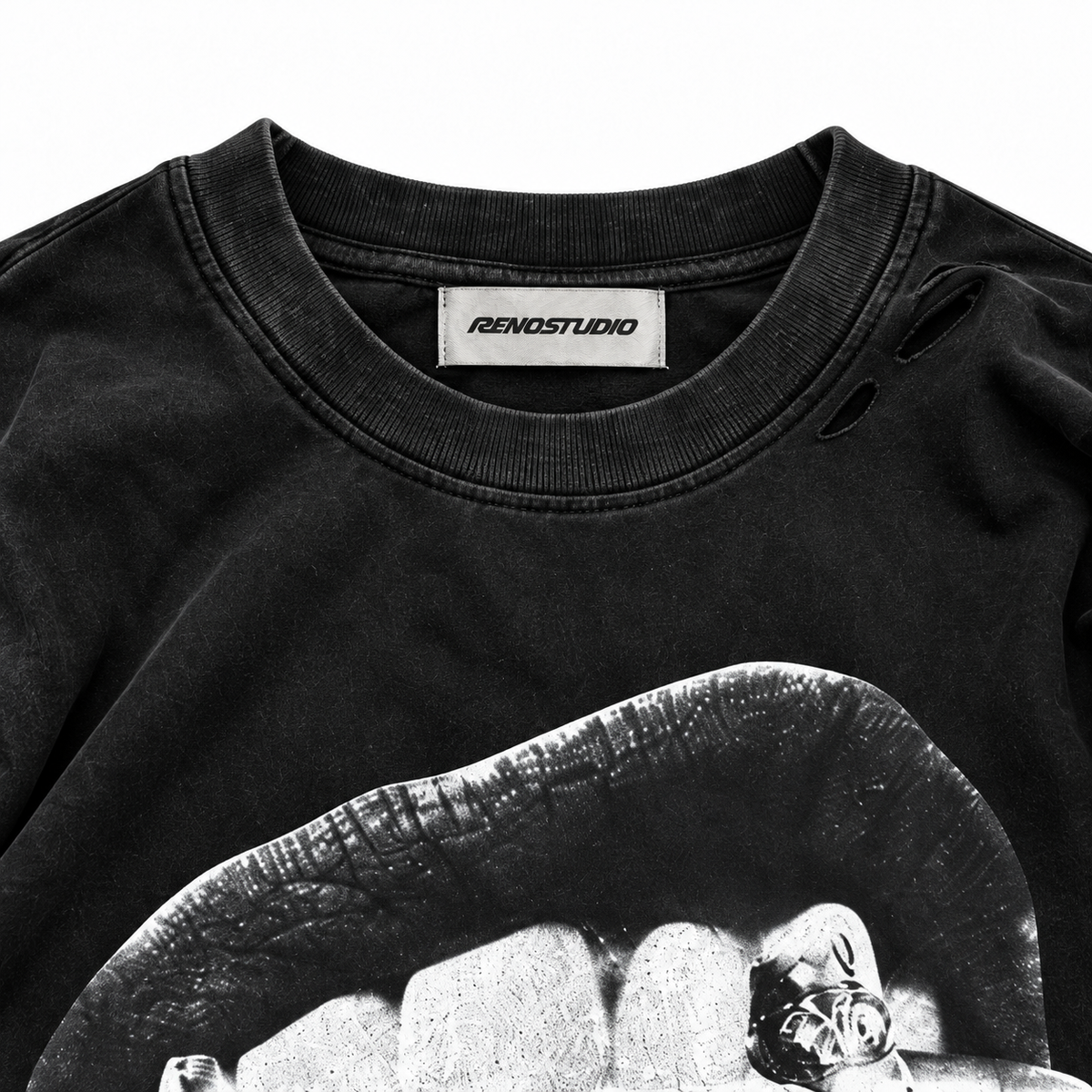 Gun & Lips Script Graphic Vintage Long-Sleeve Tee