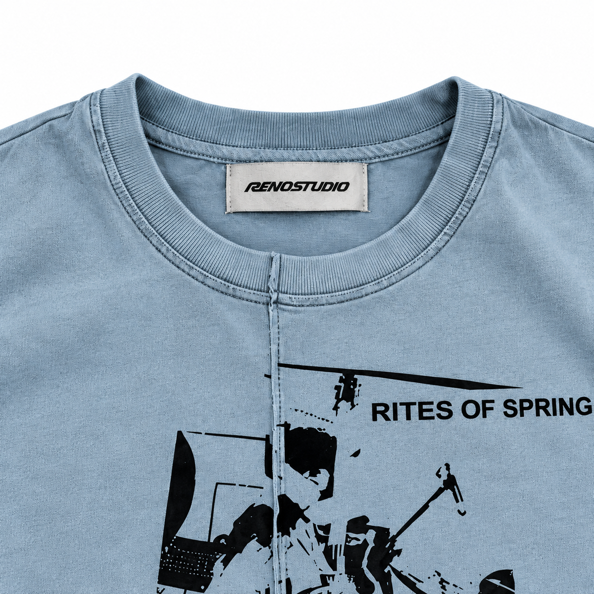 Asymmetric Stitch Deconstructed Band Graphic Tee