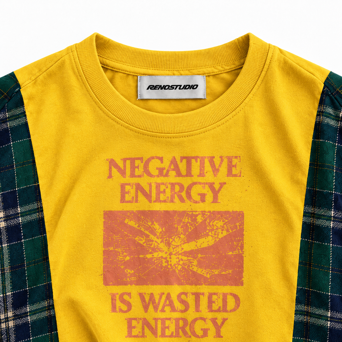 Reworked Plaid Layered Distressed Long-Sleeve Tee
