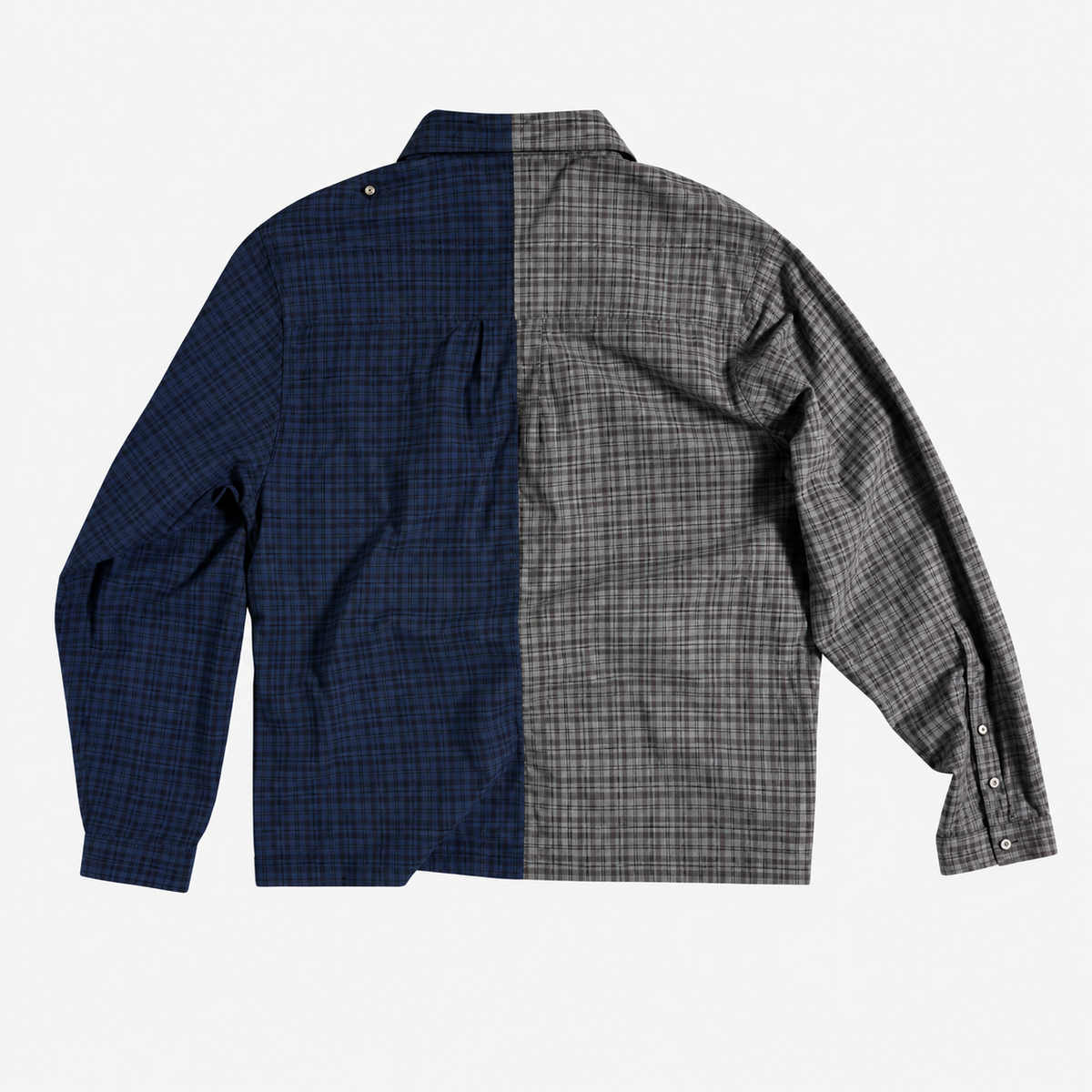 Split-Tone Yin Yang Plaid Embroidered Overshirt