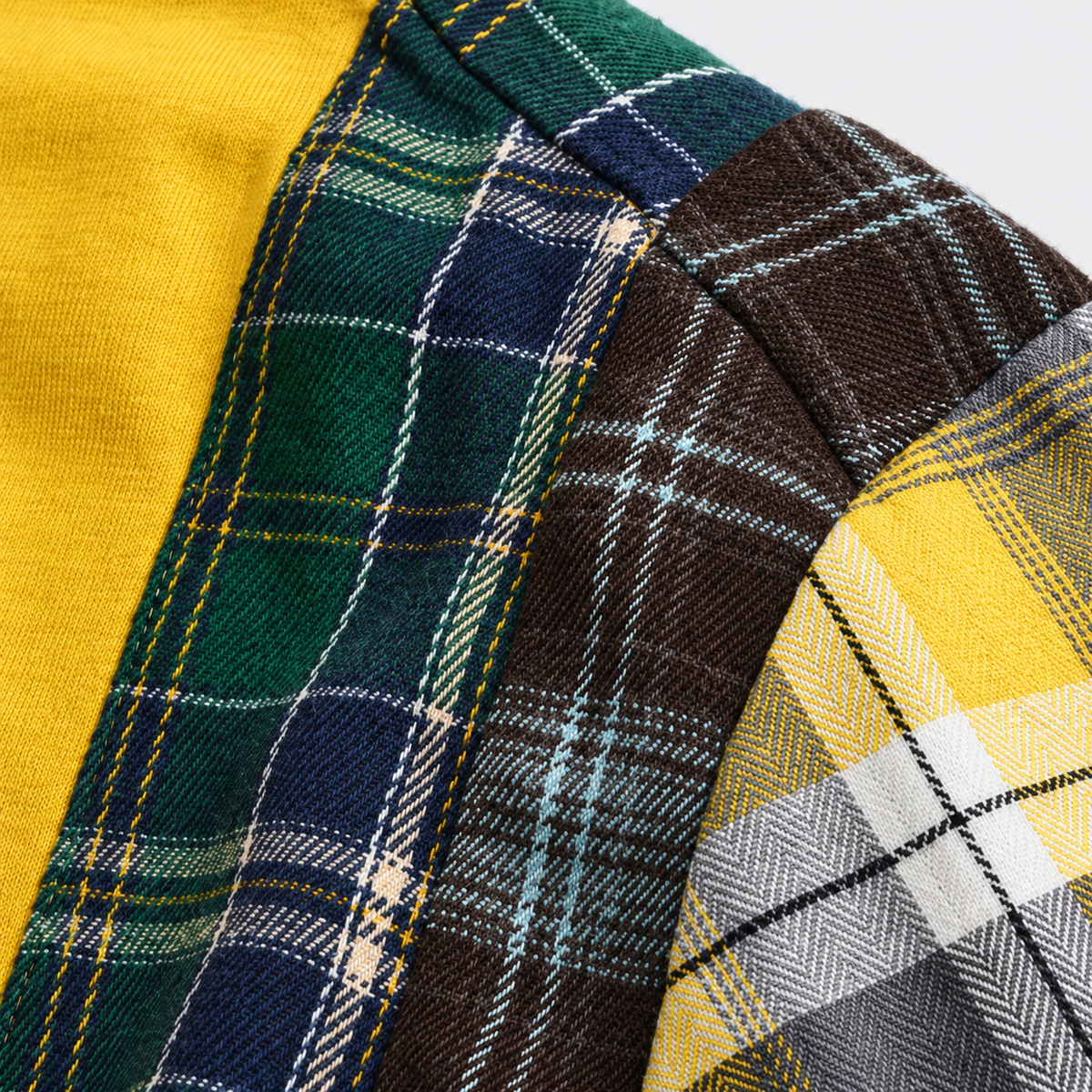 Reworked Plaid Layered Distressed Long-Sleeve Tee