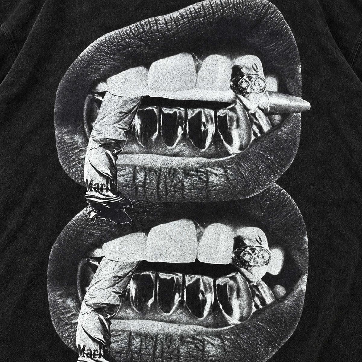 Gun & Lips Script Graphic Vintage Long-Sleeve Tee