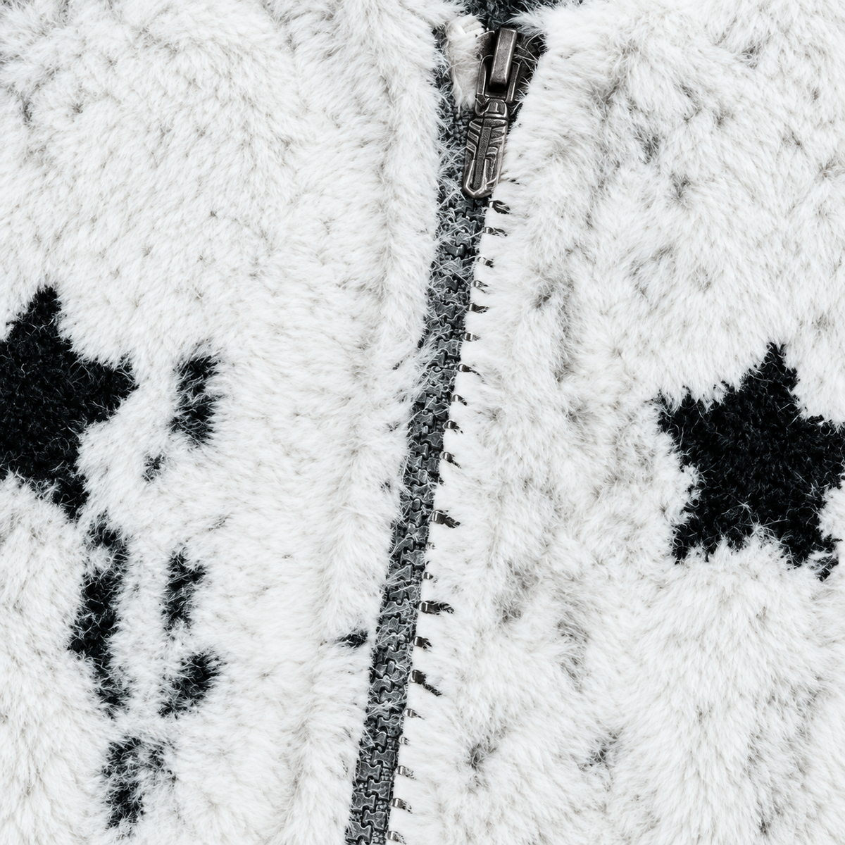 Faux Fur Tiger Gradient Star Knit Zip Cardigan
