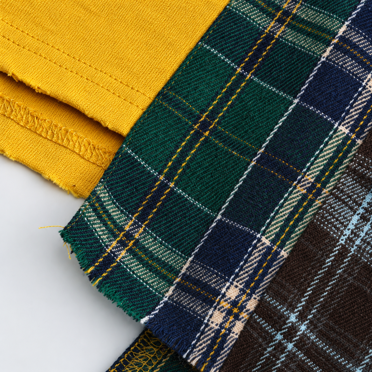 Reworked Plaid Layered Distressed Long-Sleeve Tee