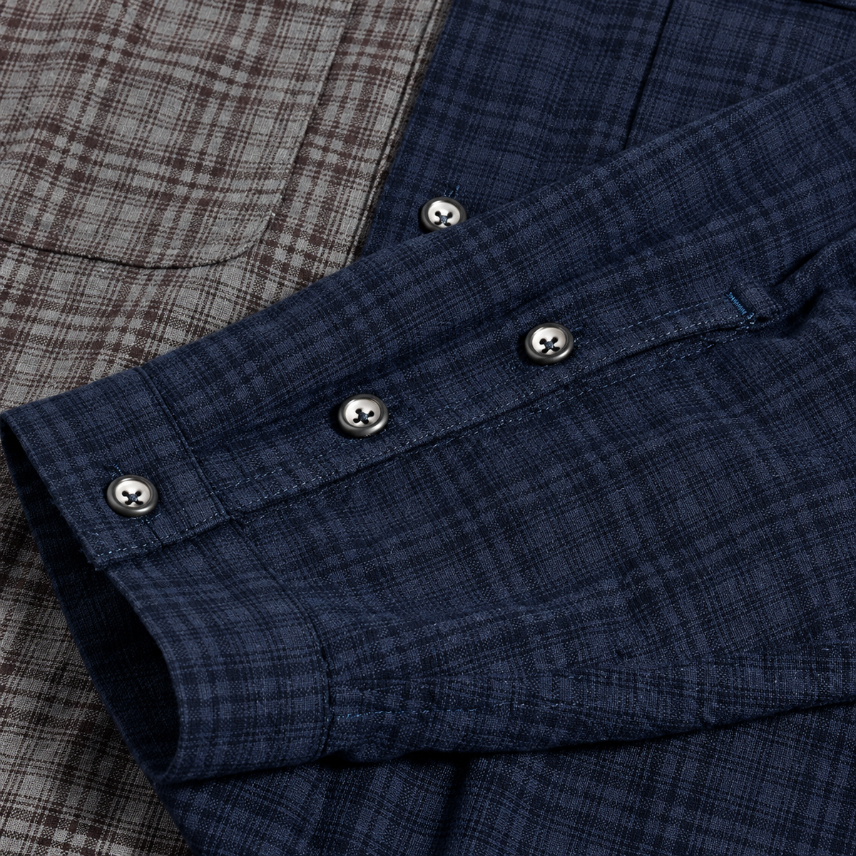 Split-Tone Yin Yang Plaid Embroidered Overshirt