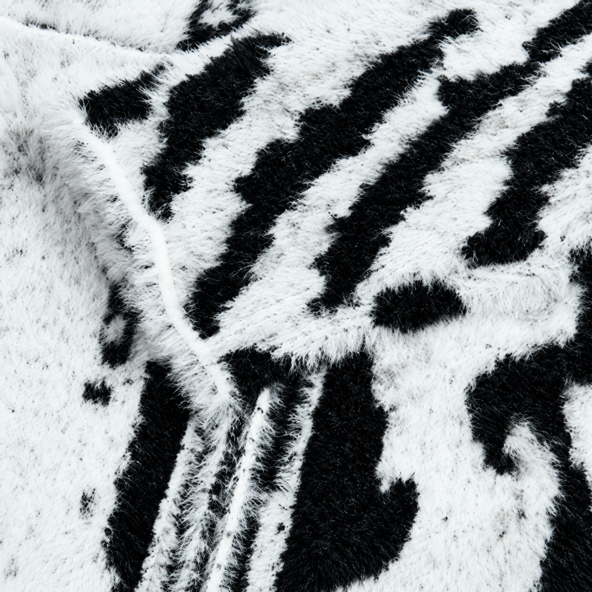 Faux Fur Tiger Gradient Star Knit Zip Cardigan