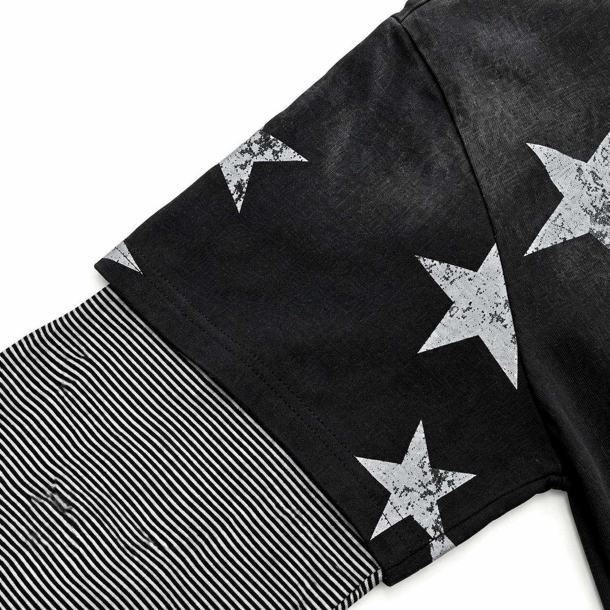 Dark Star Skull Layered Hooded Y2K Long-Sleeve Tee