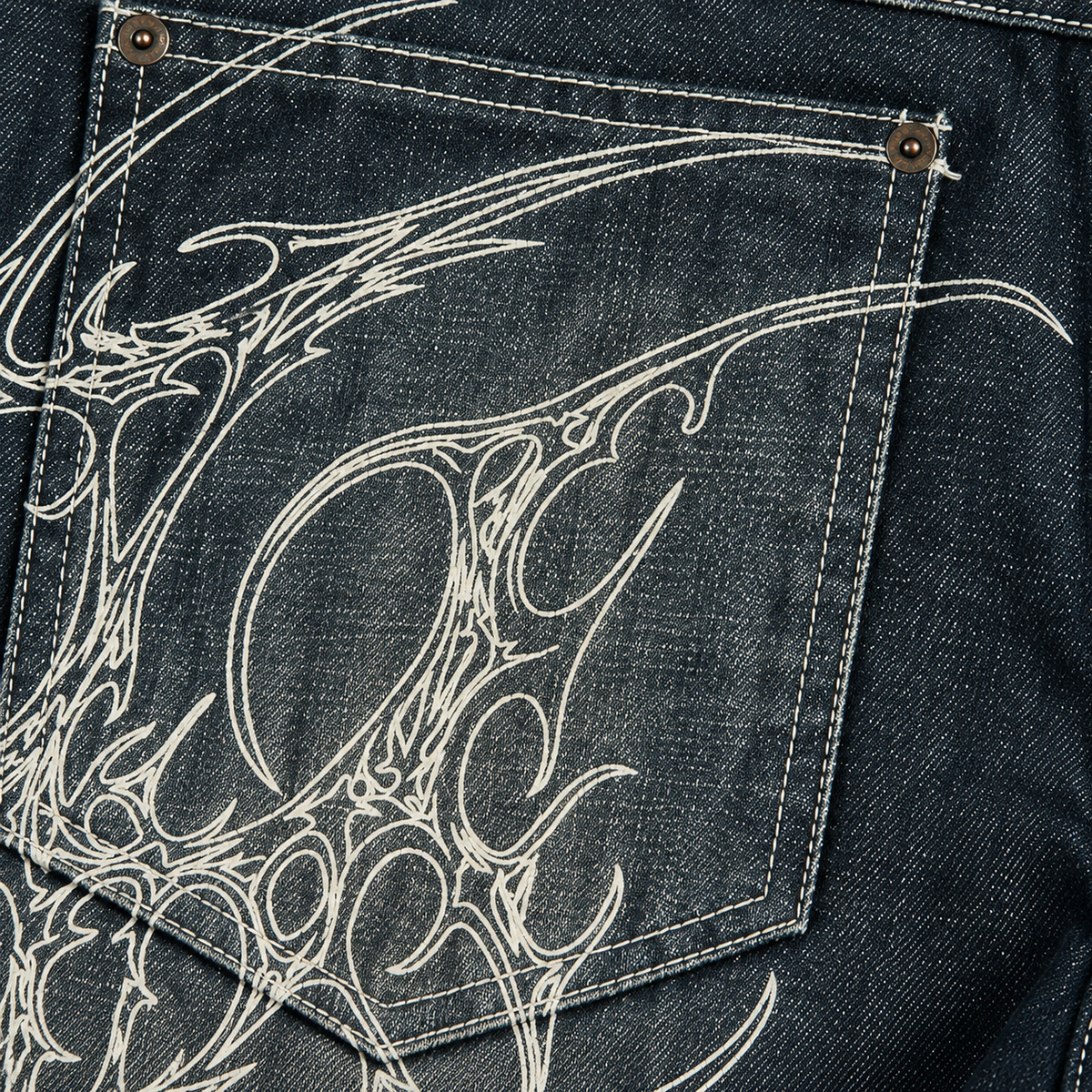 Knight Thorn Embroidered Slim-Fit Distressed Jeans